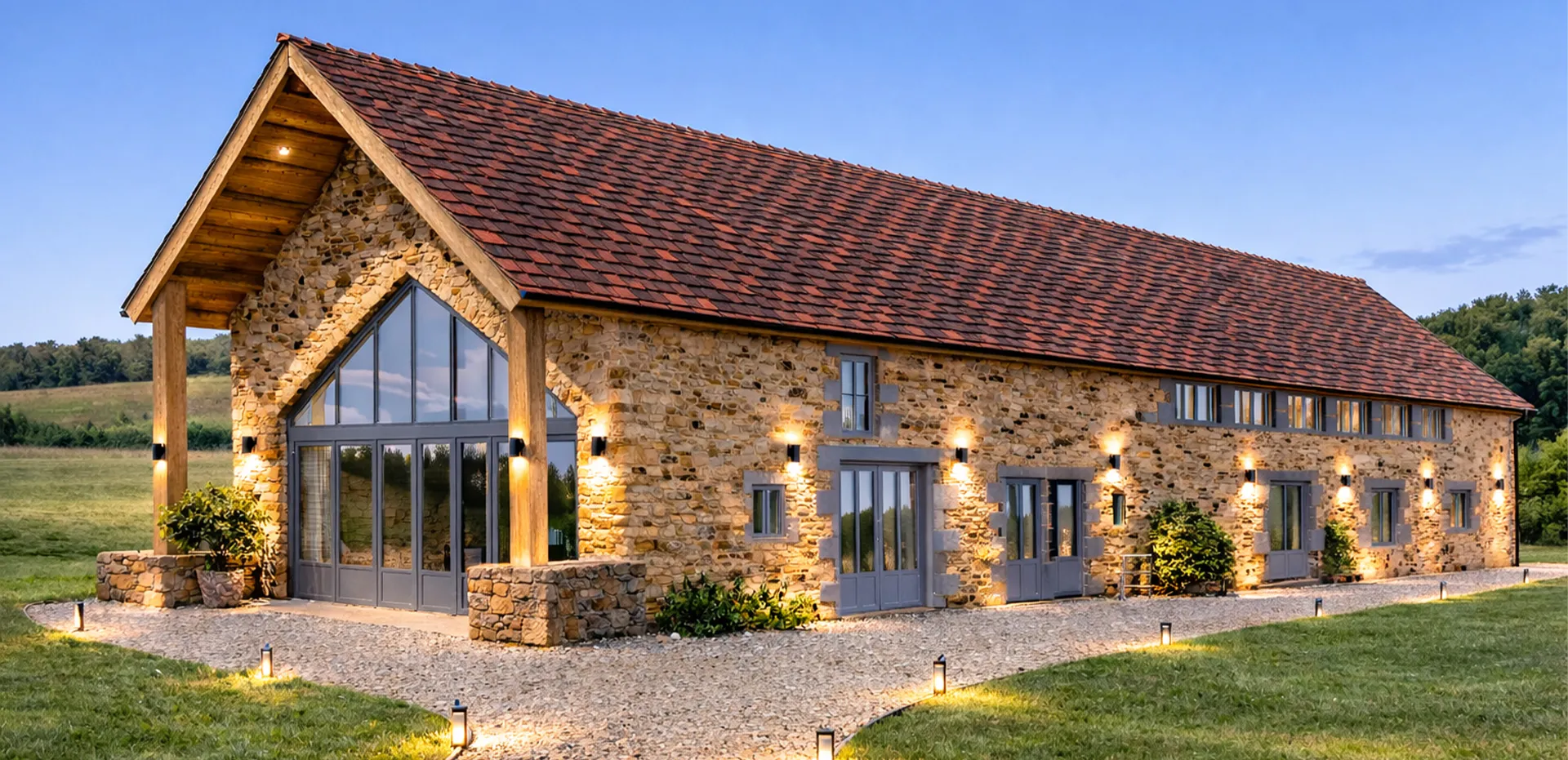 Salle de réception extérieure du Clos des Demoiselles, domaine de charme près de Sancerre